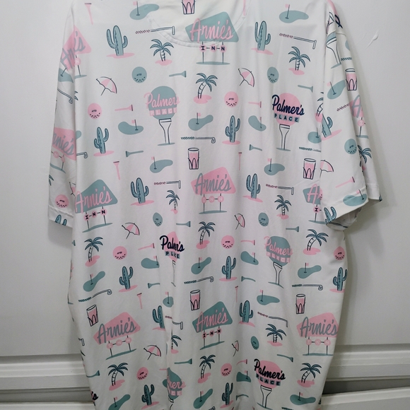 PUMA x Arnold Palmer Golf Polo Shirt Men's XL Pink Blue Retro Tropical Arnie's - Picture 2 of 5